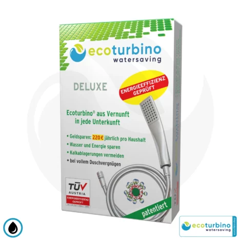 ecoturbino® Duschbrause DELUXE SET 10 Legio | silber | ET10L Wasserspar Adapter + Brauseschlauch + DESIGN Duschkopf