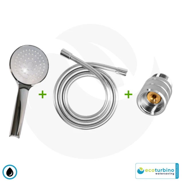 ecoturbino® Handbrause SET 10 Legio | ET10L Wasserspar Adapter + Duschschlauch + Duschkopf