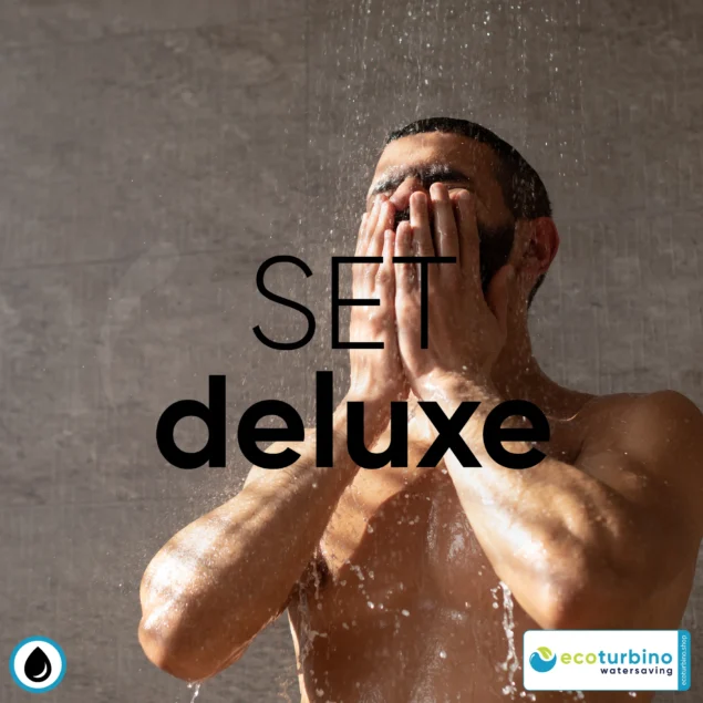 ecoturbino® SET deluxe | silber | Wasserkosten sparen bei vollem Duschkomfort im Bundle für SIE, für IHN + für die ganze Familie!