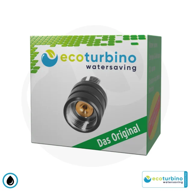 Wasserspar Duschadapter ecoturbino® ET10L | schwarz | Wasser sparen und Energie (Strom) sparen | bis zu 40% Kosten reduzieren beim Duschen + Duschkopf entleeren